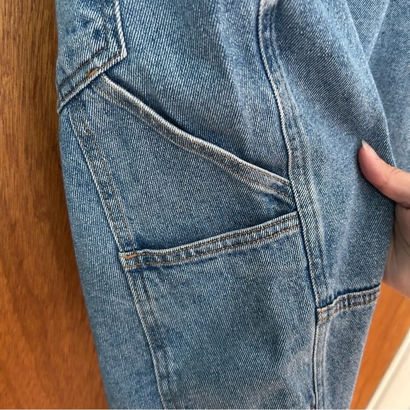Pull&Bear Light Wash Denim Carpenter Jeans - Picture 4 of 8